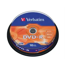 DVD+R lemez, AZO, 4,7GB, 16x, 10 db, hengeren, VERBATIM