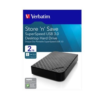 3,5" HDD (merevlemez), 2TB, USB 3.0, VERBATIM "Store n Save"