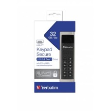 Pendrive, 32GB ,USB-C (USB 3.2), titkosítás, 160/130Mb/s, VERBATIM "Keypad Secure"