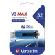 Pendrive, 32GB, USB 3.2, 175/80 MB/s, VERBATIM "V3 MAX", kék-fekete