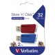 Pendrive, 2 x 32GB, USB 3.2, 80/25MB/sec, VERBATIM "Store n Click", piros, kék