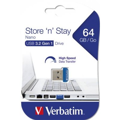 Pendrive, 64GB, USB 3.2, 80/25MB/s, VERBATIM "Nano"