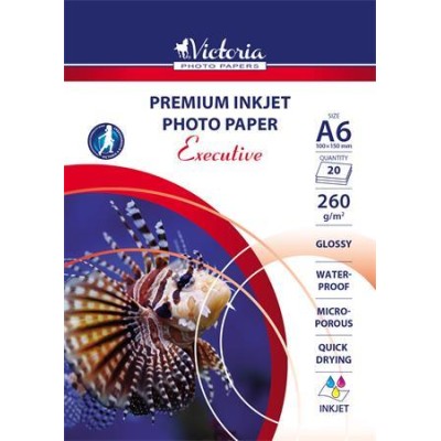 Fotópapír, tintasugaras, A6, 260 g, magasfényű, VICTORIA PAPER "Executive"