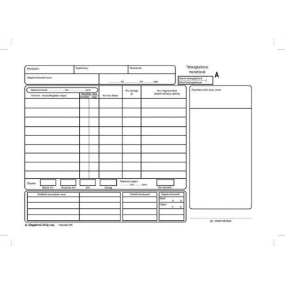 Nyomtatvány, menetlevél, tehergépjármű, 100 lap, A4, fekvő, VICTORIA PAPER, "D.GÉPJ.21.", 10 tömb/csomag