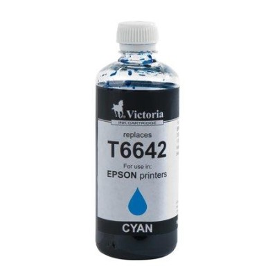 T66424 Tinta, L100, 200mfp nyomtatókhoz, VICTORIA TECHNOLOGY, cián, 100ml