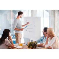 Flipchart üvegtábla, mobil, 75,5 × 106,5 cm, VICTORIA VISUAL