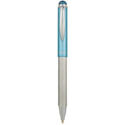 Golyóstoll, 0,24 mm, teleszkópos, rozsdamentes acél, világoskék tolltest, ZEBRA "Telescopic Metal Stylus", kék