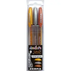 Zseléstoll készlet, 0,33 mm, kupakos, ZEBRA "Doodler`z Glitter", 3 különböző szín