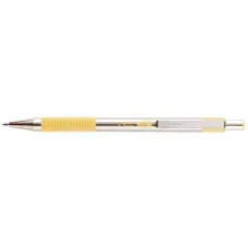 Golyóstoll, 0,24 mm, nyomógombos, rozsdamentes acél, pasztellsárga tolltest, ZEBRA "F-301", kék
