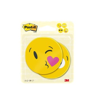 Öntapadó jegyzettömb, 2x30 lap, 70x70 mm, 3M POSTIT "Emoji", vegyes figurák