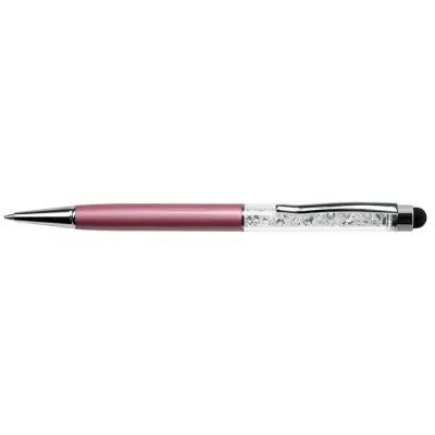 Golyóstoll, világoslila, felül fehér SWAROVSKI® kristállyal töltve, érintővel, 14 cm, ART CRYSTELLA®