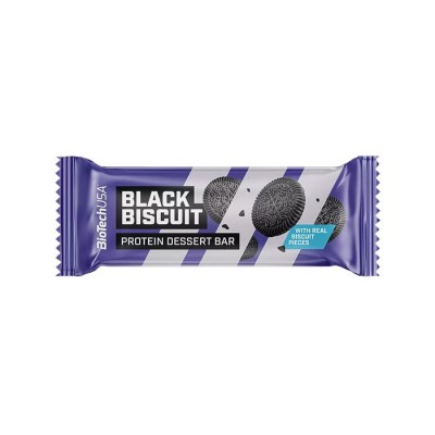 Fehérjeszelet, gluténmentes, 50g, BIOTECH USA "Protein Dessert Bar", Black Biscuit