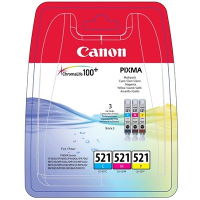 CLI-521KIT Tintapatron multipack Pixma iP3600, 4600 nyomtatókhoz, CANON, c+m+y, 3*9ml