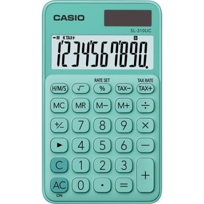 Zsebszámológép, 10 számjegy, CASIO "SL 310", zöld