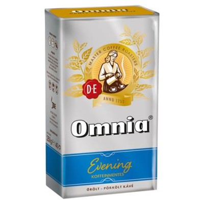 Kávé, pörkölt, őrölt, vákuumos csomagolásban, 250 g,  DOUWE EGBERTS "Omnia Evening", Koffeinmentes