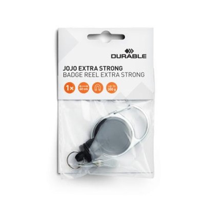 Azonosítókártya-tartó, kihúzható, patentos, DURABLE "Extra Strong", fekete