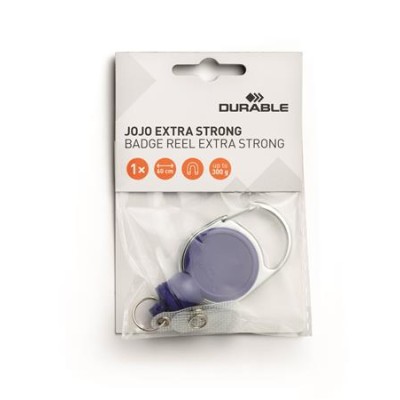 Azonosítókártya-tartó, kihúzható, patentos, DURABLE "Extra strong", sötétkék