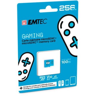 Memóriakártya, microSD, 256GB, UHS-I/U3/V30/A1, EMTEC "Gaming"