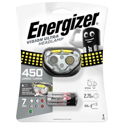 Fejlámpa, 4 LED, 3xAAA, ENERGIZER "Vision Ultra"