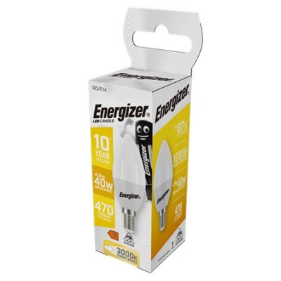 LED izzó, E14, gyertya, 4,9W (40W), 470lm, 3000K, ENERGIZER