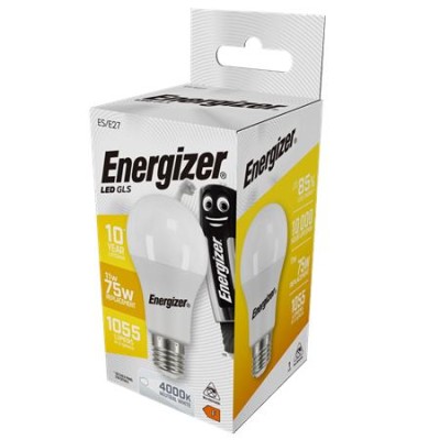 LED izzó, E27, normál gömb, 11W (75W), 1055lm, 4000K, ENERGIZER