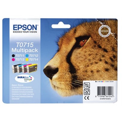 T07154010 Tintapatron multipack Stylus D78, D92, D120 nyomtatókhoz, EPSON, b+c+m+y, 23,9ml