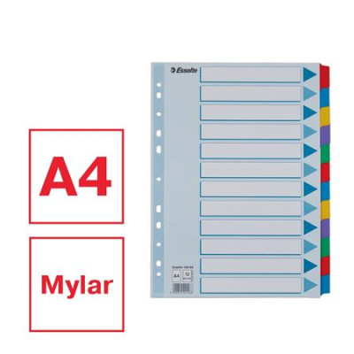 Regiszter, laminált karton, A4, 12 részes, ESSELTE "Mylar"
