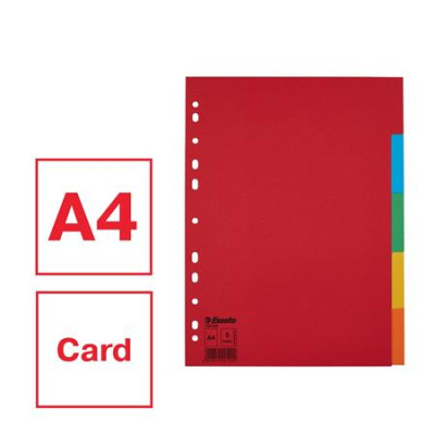 Regiszter, karton, A4, 5 részes, ESSELTE "Economy", színes