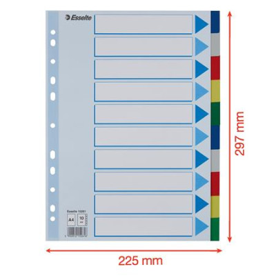 Regiszter, műanyag, A4, 10 részes, ESSELTE