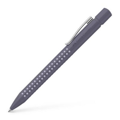 Golyóstoll, 0,5 mm, nyomógombos, szürke tolltest, FABER-CASTELL "Grip 2010-M", kék