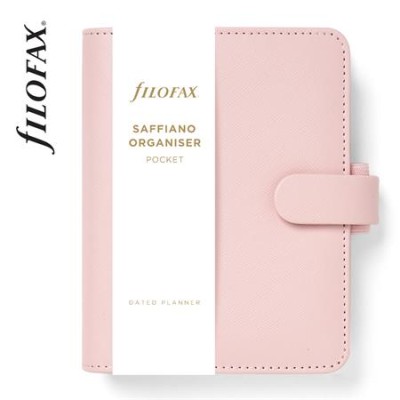 Kalendárium, gyűrűs, betétlapokkal, pocket méret, FILOFAX "Saffiano", halvány rózsaszín