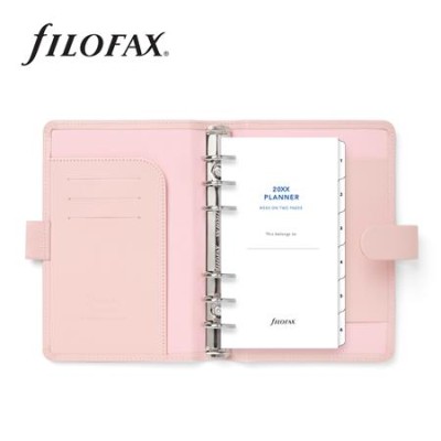 Kalendárium, gyűrűs, betétlapokkal, personal méret, FILOFAX "Saffiano", halvány rózsaszín