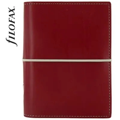 Kalendárium, gyűrűs, betétlapokkal, pocket méret, FILOFAX, "Domino", piros