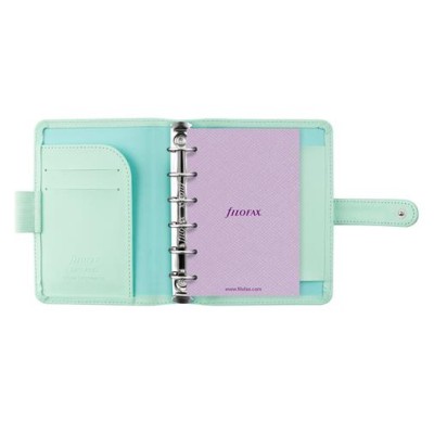 Kalendárium, gyűrűs, betétlapokkal, pocket méret, FILOFAX "Saffiano", menta