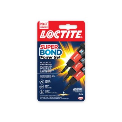 Pillanatragasztó gél, 3 x 1 g, HENKEL "Loctite Super Bond POWER Gél Mini Trio"