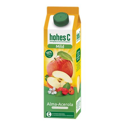 Gyümölcslé, 100%, 1 l, HOHES C " Mild Juice", alma-acerola