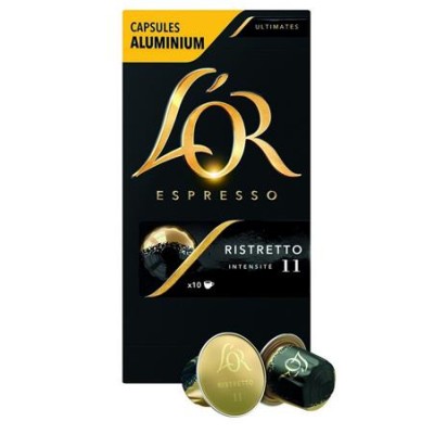 Kávékapszula, 10 db, JACOBS DOUWE EGBERTS "L`OR Ristretto"