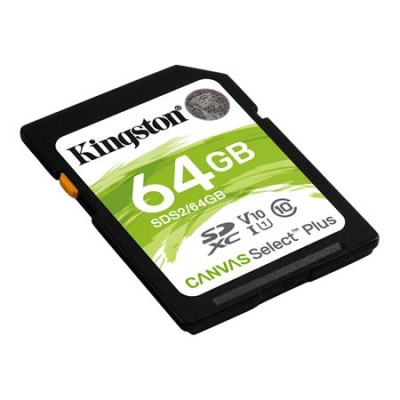 Memóriakártya, SDXC, 64GB, CL10/UHS-I/U1/V10, KINGSTON "Canvas Select Plus"