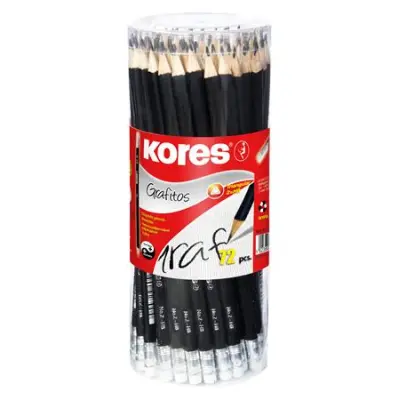 Grafitceruza radírral, HB, háromszögletű, KORES