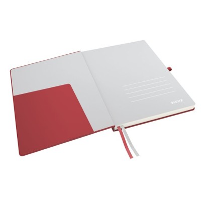 Jegyzetfüzet, exkluzív, A4, vonalas, 80 lap, keményfedeles, LEITZ "Complete", piros