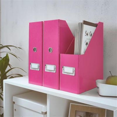 Iratpapucs, PP/karton, 95 mm, LEITZ "Click&Store", rózsaszín
