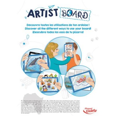 Kreatív készségfejlesztő tábla, átlátszó, törölhető, MAPED CREATIV, "Artist Board", kalandos világ