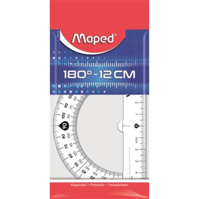 Szögmérő, műanyag 180°-os kínáló dobozos MAPED "Essentials"