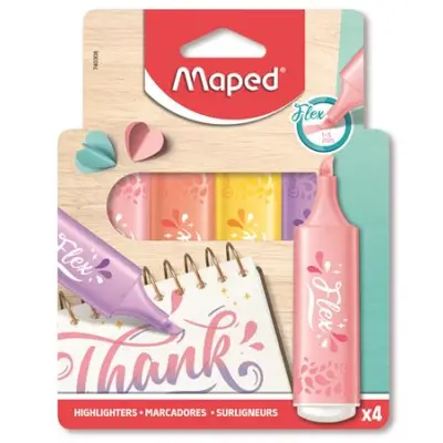 Szövegkiemelő készlet,  1-5 mm, MAPED "Fluo Peps Flex Pastel", pasztell szín,  vegyes készletek
