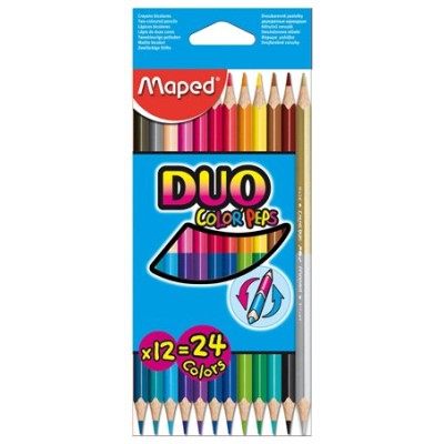Színes ceruza készlet, kétvégű, háromszögletű, MAPED "Color`Peps Duo", 24 különböző szín