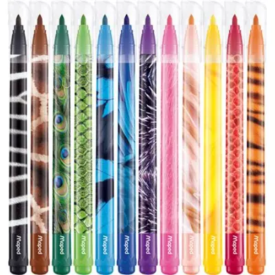 Filctoll készlet, 2,8 mm, kimosható, MAPED "Color`Peps Animals", 12 különböző szín