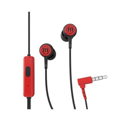 Fülhallgató, mikrofonnal, MAXELL "Tips", piros-fekete