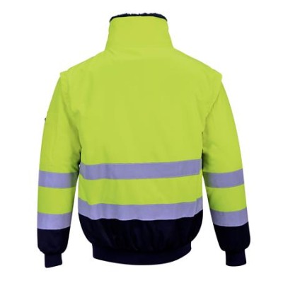 Munkavédelmi kabát, jól láthatósági, 3 az 1-ben, L méret " Hi-Vis", sárga-tengerészkék