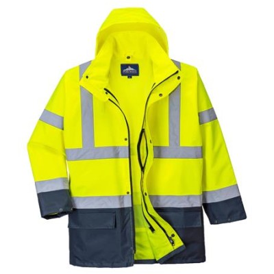 Munkavédelmi kabát, jól láthatósági, 3 az 1-ben, L méret " Hi-Vis", sárga-tengerészkék