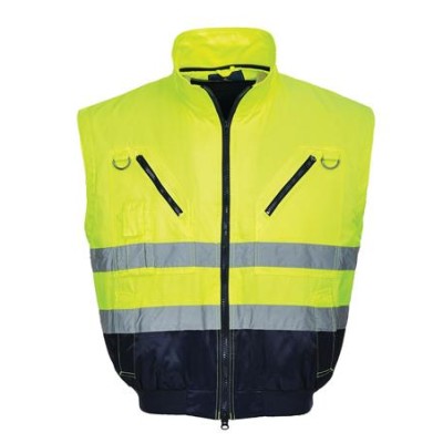 Munkavédelmi kabát, jól láthatósági, 3 az 1-ben, L méret " Hi-Vis", sárga-tengerészkék